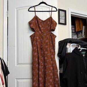 Madewell Brown and Pink Floral Maxi Dress